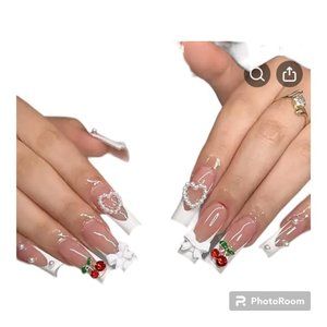 24 pc y2k asthetic French mani style super long ballet coffin press on nails set